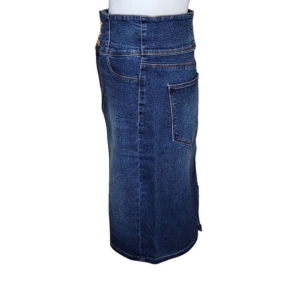 Guess Denim Pencil Skirt High Waist Button Front Blue Stretch Women's Medium - Picture 3 of 11